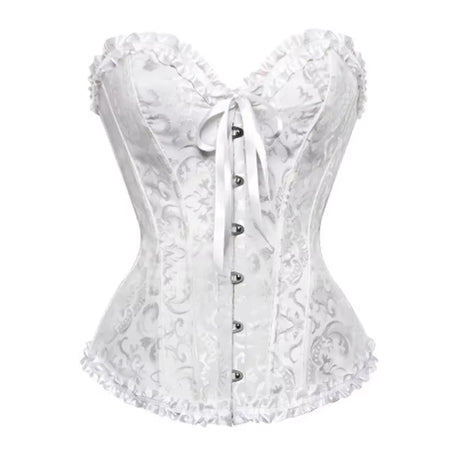 White Corset Top plus Size Women Bustier Overbust Sexy Lace up Floral Lingerie Vintage Victorian Fashion Black Red Dropshipping