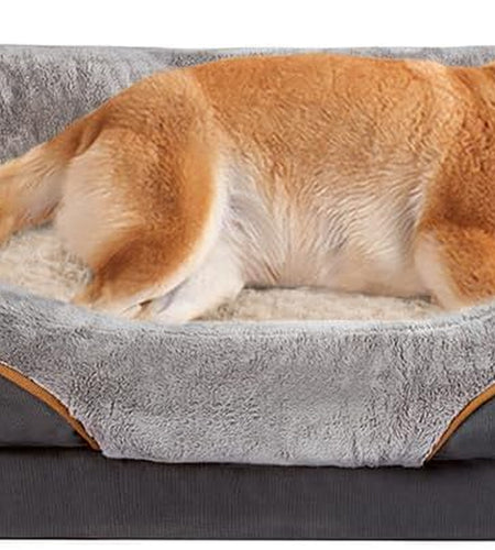 Large Memory Foam Dog Bed, Orthopedic Dog Bed & Sofa with Removable Washable Cover and Squeaker Toy as Gift