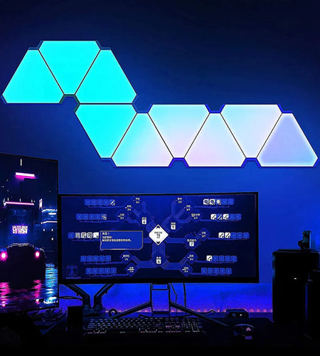 LED Triangular Quantum Lamp RGB Wall Lamp Smart Pickup Rhythm Background Light for Bedroom Bedside Night Light Office Decoration