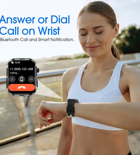 Smart Watch for Android and Iphone, H5 IP68 Waterproof Smartwatch for Women Men , Smart Watch with Bluetooth Call(Answer/Make Calls), Black