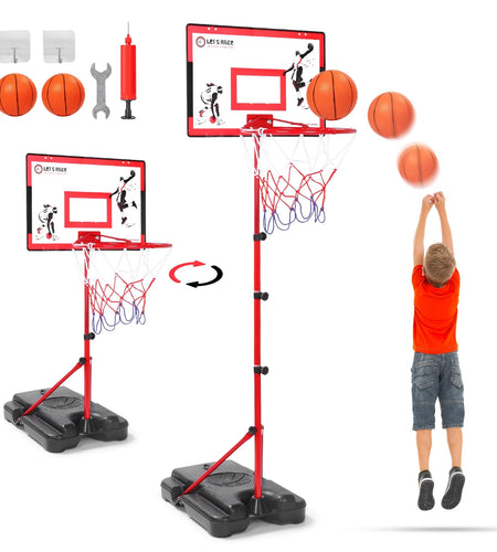 Kids Basketball Hoop for Age 3 4 5 6 7 8, Toddler Basketball Hoops Adjustable Height 3.01Ft-5.64Ft, Indoor Outdoor Mini Basketball Hoop Goal & Backboard Ball Games Toys for Girl Boy