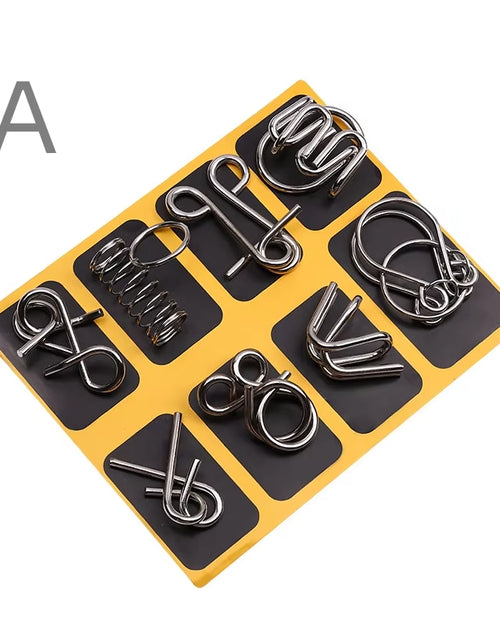Load image into Gallery viewer, Nine Links Full Set of Educational Toys Difficult People&#39; Intellectual Toys Luban Lock Hole Open Lock Adult Student Ring Release
