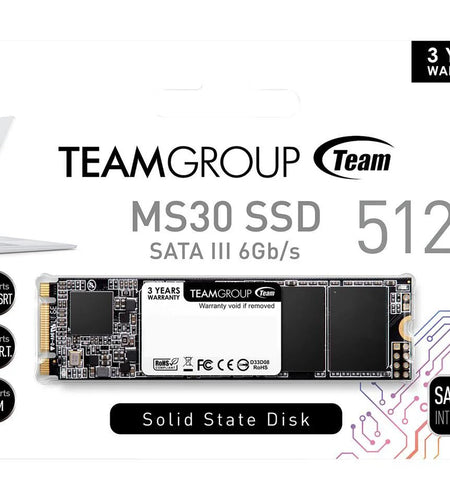 MS30 512GB with SLC Cache 3D NAND TLC M.2 2280 SATA III 6Gb/S Internal Solid State Drive SSD (Read/Write Speed up to 530/430 Mb/S) Compatible with Laptop & PC Desktop TM8PS7512G0C101