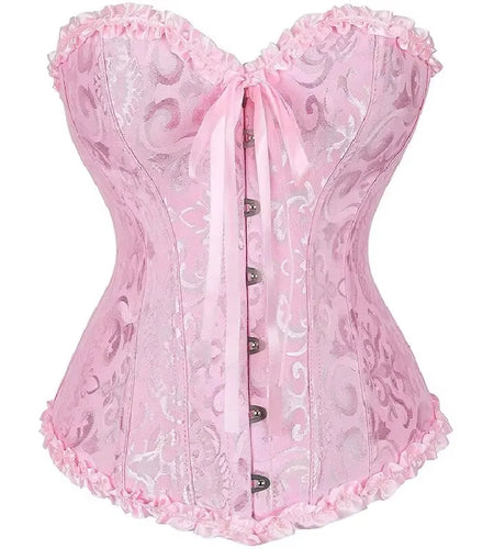 White Corset Top plus Size Women Bustier Overbust Sexy Lace up Floral Lingerie Vintage Victorian Fashion Black Red Dropshipping