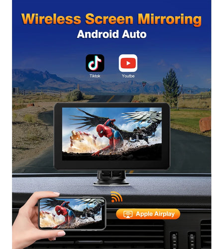 Carplay Screen for Car, 7" Wireless Portable Carplay Compatible Android Auoto, GPS Navigation, Mirror Link, Voice Control, AUX/FM