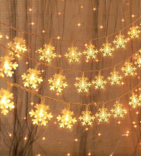 Christmas Lights, Snowflake String Lights Battery Operated Waterproof, LED Fairy Lights for Xmas Garden Patio Bedroom Party Decor Christmas Decorations, 5 Pack